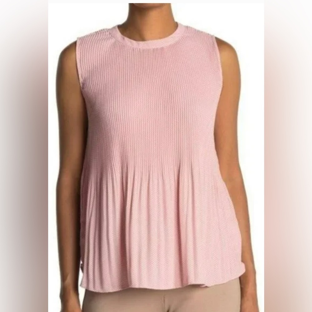 ADRIANNA PAPELL Pleated Little Dot Sleeveless Top EUC